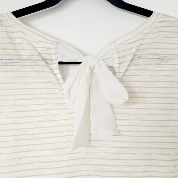 LC Lauren Conrad Cream & Tan Lace Hem Tunic Size Medium - Picture 5 of 10